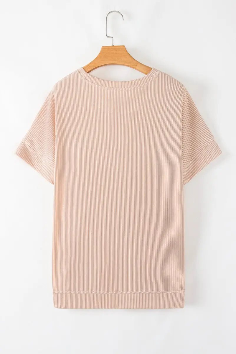 Jet Stream Textured Knit Round Neck Short Sleeve Top for Summer - Love Salve